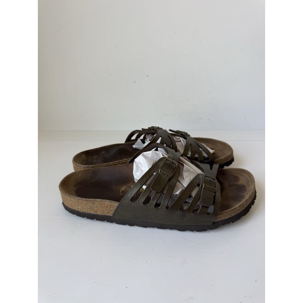 Birkenstock Granada Sandals Womens 8 EU 39 Olive Green Leather Strappy Buckle - Picture 4 of 7